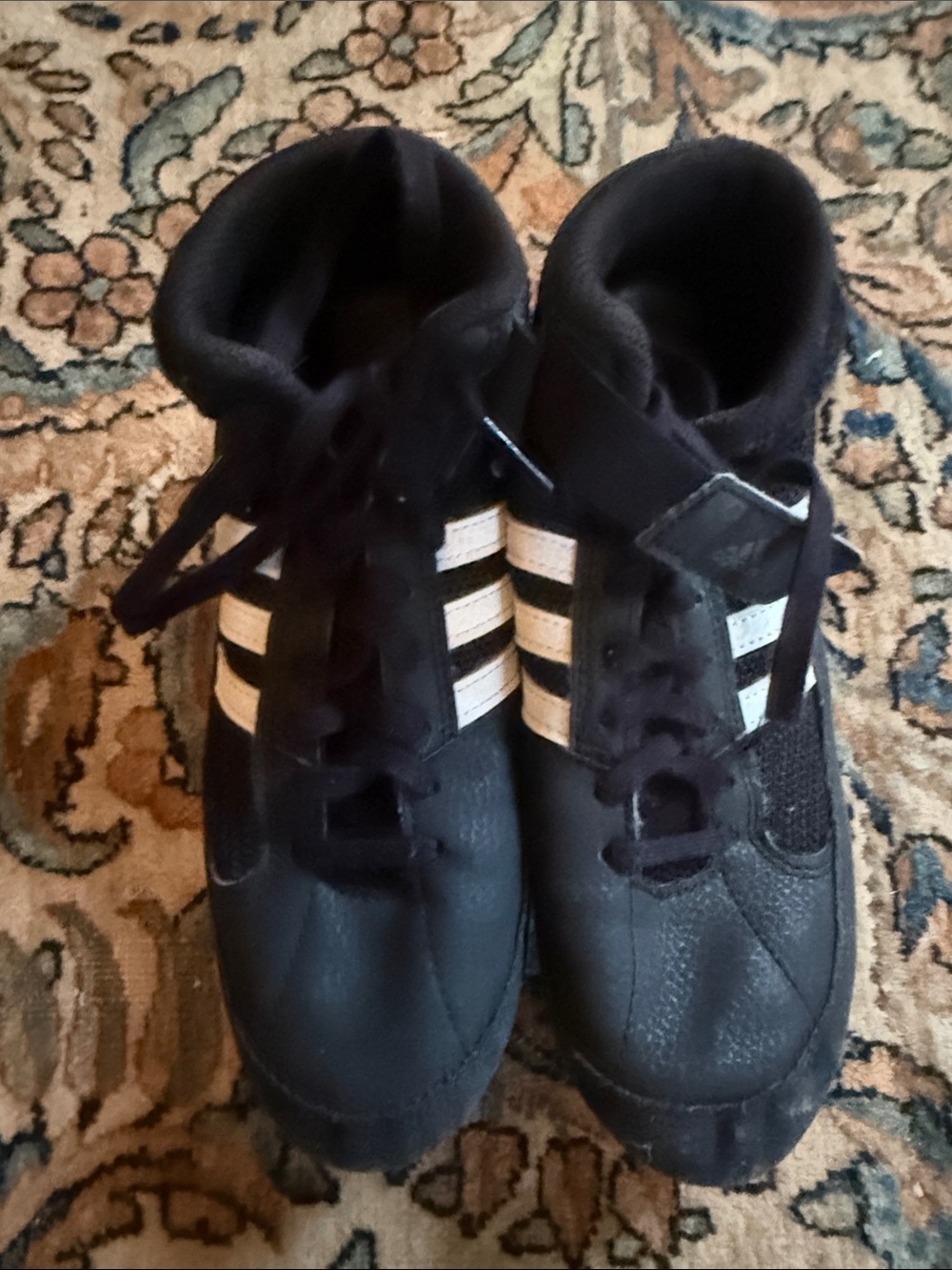 Kids Black Athletic Sneakers with White Stripes is 5 adidas wrestling shoes